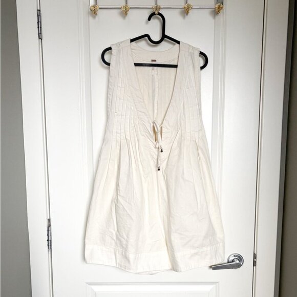 Free People Webster Romper Ivory Cotton Sleeveless Boho Large - Picture 6 of 9